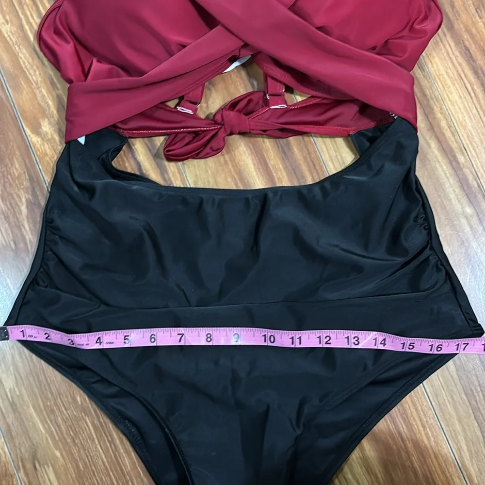 Red & black one piece swim suit, size XXL, NWOT. - Picture 11 of 15
